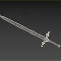 Ornate Decorative Sword With Silver Engraved Blade And Elegant Hilt Design