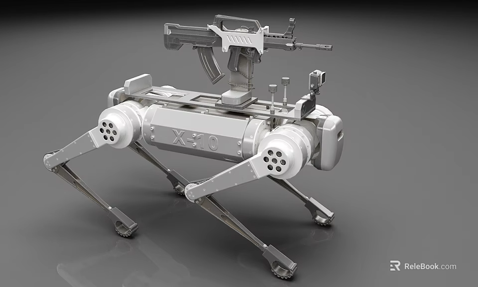 Smart Machine With Mechanical Legs And Mounted Weapon System Design 3d model 