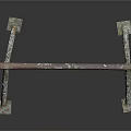 Rusty Metal Workbench Frame With Crossed Support Bars And Sturdy Legs