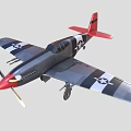 Fighter Plane With Red Nose Gray Body Propeller And Emblems On Wings 3d model