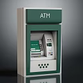 Green And White ATM Machine Featuring Modern Design With Digital Screen Card Slot And Keypad