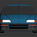 Blue Hatchback Car With Black Roof White Headlights And Gold Wheels