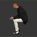 Stylish Man In Black Leather Jacket White T Shirt White Pants And Black Shoes