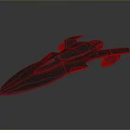 Futuristic Black Sci-Fi Spaceship With Red Accents Green Engines And Streamlined Design