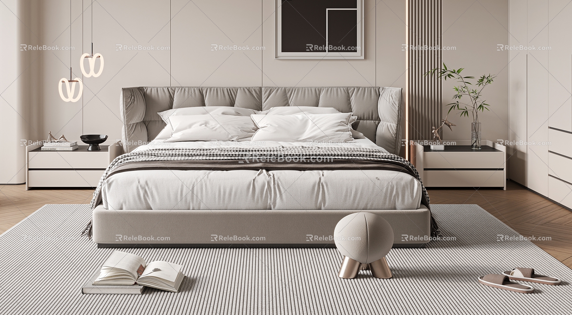 Modern Double Bed 3d model