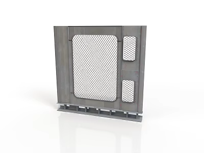 Sturdy Industrial Equipment With Metal Frame Structure Large Central And Small Side Mesh Panels 3d model