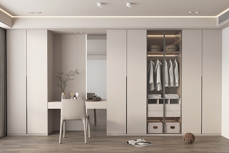 modern wardrobe cream wardrobe 3d model