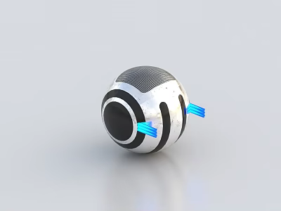 Advanced Smart Machine Sphere With Silver Black Exterior And Blue Components 3d model