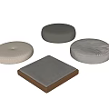 Modern Soft Cushioned Stools in Round and Square Shapes with Neutral Tones 3d model