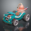 Cartoon Blue Toy Car With Pink Figure Silver Wheels And Red Front Details