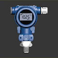 Blue Industrial Digital Pressure Transmitter With Display And Stainless Steel Base