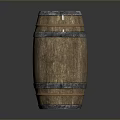 Traditional Wooden Barrel Featuring Metal Hoops And Rustic Wood Texture