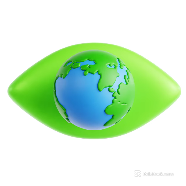 Decorative Ornament Set with Green Leaf Shaped Base and Blue Green Globe 3d model 