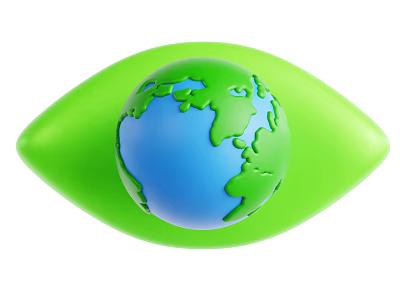 Decorative Ornament Set with Green Leaf Shaped Base and Blue Green Globe 3d model