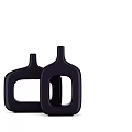 Two Black Ceramic Vessels with Unique Hollow Out Design in Modern Minimalist Style