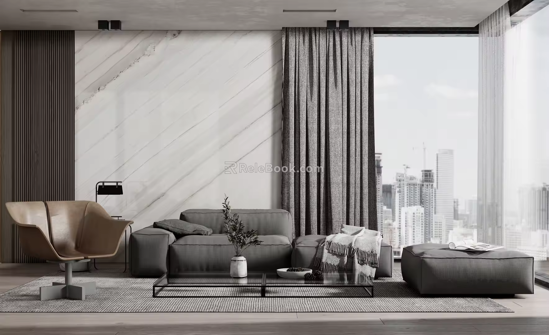 Modern sofa coffee table combination 3d model