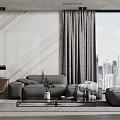 Modern sofa coffee table combination 3d model