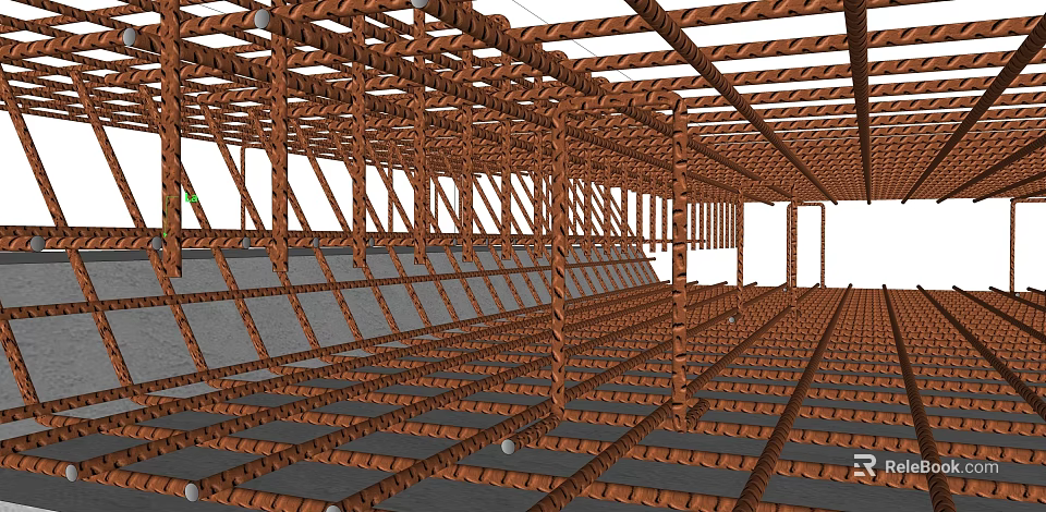 Steel Reinforcement Framework Structure Under Construction With Beams And Rebar 3d model