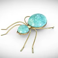 Spider Shaped Decorative Ornament Set With Golden Legs And Turquoise Spheres