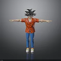 Anime Character Figure With Black Spiky Hair Red Shirt Blue Pants And Sneakers Arms Outstretched