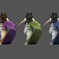 Classical Women in Colorful Flowing Robes with Leaf Wreath Headpieces Standing in Different Poses