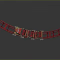 Vibrant Red Roller Coaster Track With Decorative Cars On Metallic Rails