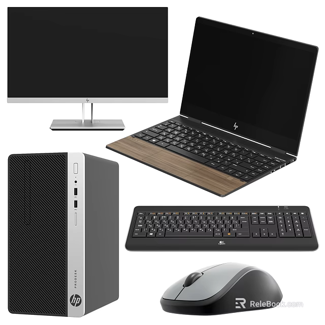 Sleek Modern Computer Setup With Desktop PC Laptop Monitor Keyboard And Mouse 3d model 
