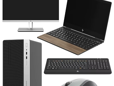 Sleek Modern Computer Setup With Desktop PC Laptop Monitor Keyboard And Mouse 3d model