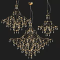 Luxury Modern Golden Frame Chandelier with Hanging Crystal Pendants and Bright Lights