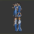 Group of Diverse 3D Characters with Different Ages Genders and Outfits
