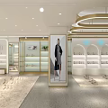 Modern Shoe Store Interior With White Footwear Display Glass Shelves And Lighting