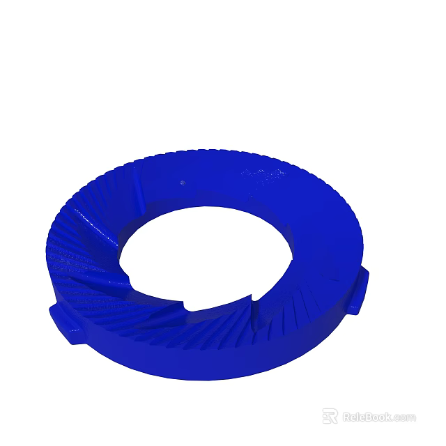 Blue Circular Mechanical Component With Gear Like Structure And Industrial Design 3d model 