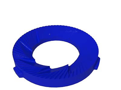 Blue Circular Mechanical Component With Gear Like Structure And Industrial Design 3d model