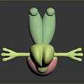 Animated Creature Character Green Body Pink Belly Big Eyes Outstretched Arms Green Tail