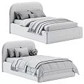 Cozy Kids Bed With Beige Curved Headboard White Quilt And Knotted Pillow