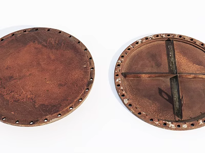 Road Infrastructure Metal Manhole Covers Circular Design With Reinforced Cross Structure And Edge Holes 3d model