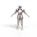 Medieval Knight Armor 3D Rendering In Silver Metallic With Standing Pose And Full Body