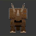 High Quality Pixel Style Triceratops 3D Model With Brown Block Structure And Horn Details