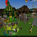 Block Shaped Game Character with Green Hat Red Eyes Holding Colorful Sword on Yellow Star