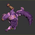Purple Wolf Game Movie Character In Dynamic Pose With Pink Orange Armor And Fluffy Tail