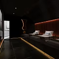 Modern SPA Sauna Room With Starry Ceiling Blue Lighting And Relaxation Beds