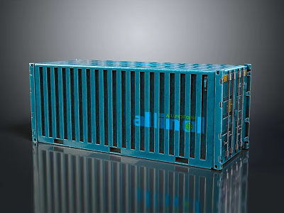 Practical Blue Storage Box With Vertical Striped Design For Home Use 3d model