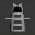 Adorable White Cat Shaped Robot Design With Blue Eyes Ears And Tray Layers