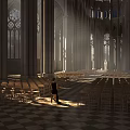 Religious Faith In Gothic Church Interior With Stained Glass Windows Ray Of Light And Worshiper