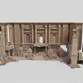 Classical Stone And Wood Architectural Model With Arches Columns And Details 3d model