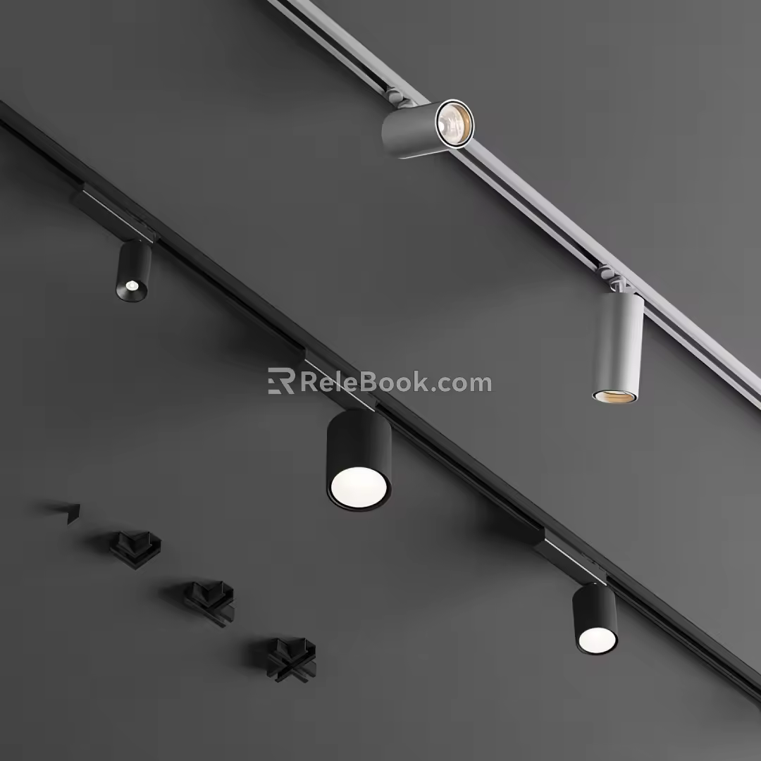 Slide rail spotlights 3d model