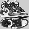 Black and White Nike Jordan 1 Retro 3d model