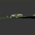 Scenic Rural Grassland Model With Farmhouse Path And Green Vegetation Trees