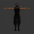 3D Model Of Tactical Character Wearing Helmet Mask Black Vest Pants And Boots Arms Outstretched