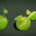 Fresh Limes Display With Whole Fruits Sliced Pieces And Green Leaf